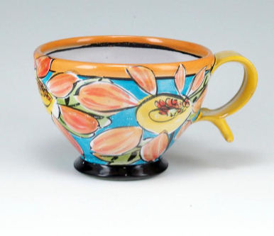 Arbuckle ceramic cups sunflowers